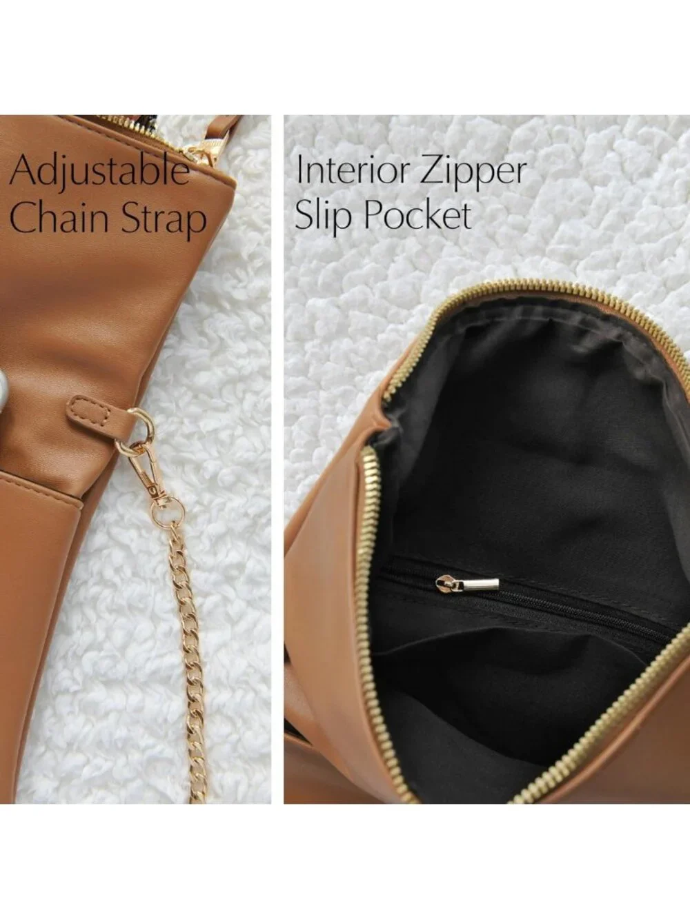 Chic Vegan Leather Foldover Clutch Bag with Chain Strap - Stylish Crossbody